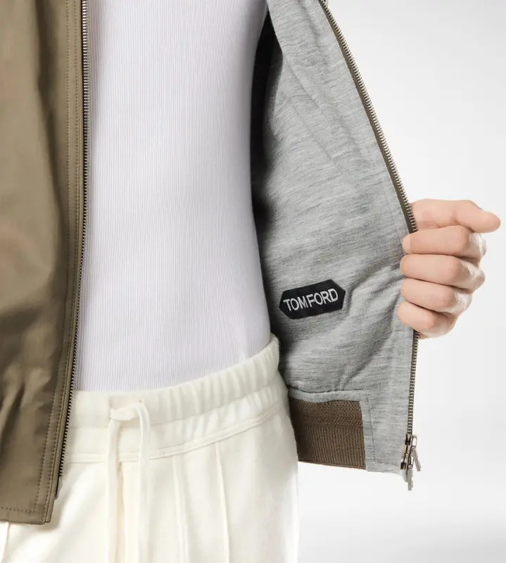 CASHMERE-LINED BLOUSON OLIVE GREEN online